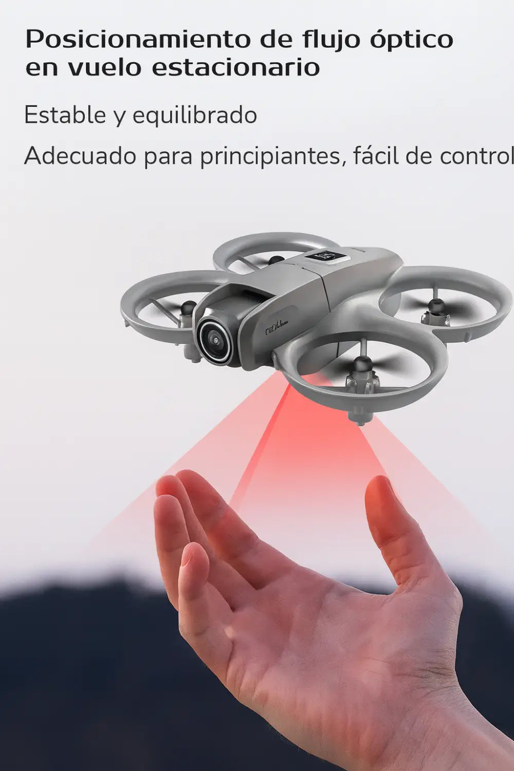 Mini Drone H21 Camara 4k Control Remoto Luces Led Foto Video Gris