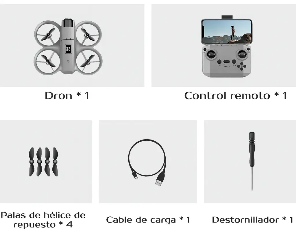Mini Drone H21 Camara 4k Control Remoto Luces Led Foto Video Gris