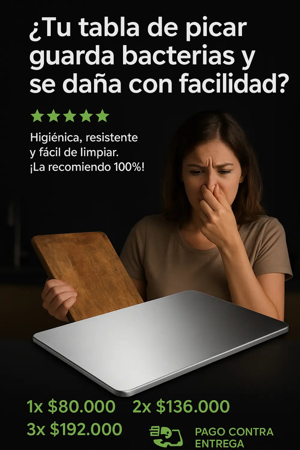 Tabla en acero para picar 30x40 cm con borde