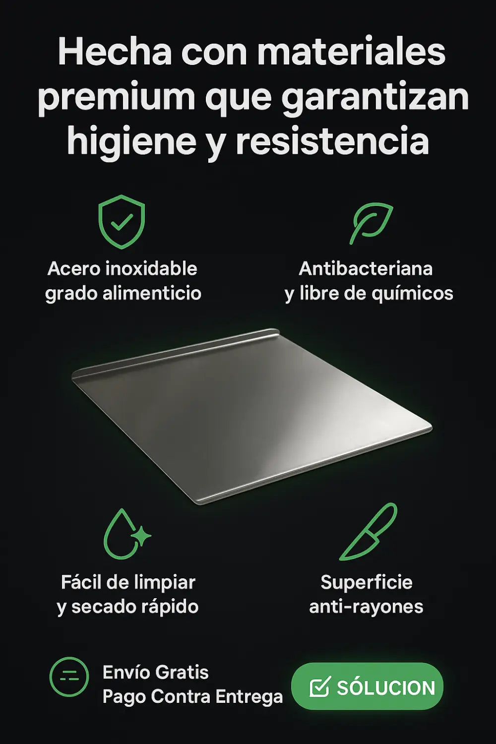 Tabla en acero para picar 30x40 cm con borde