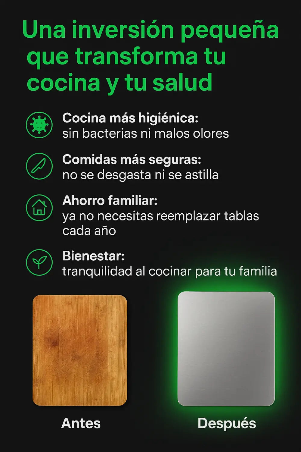 Tabla en acero para picar 30x40 cm con borde