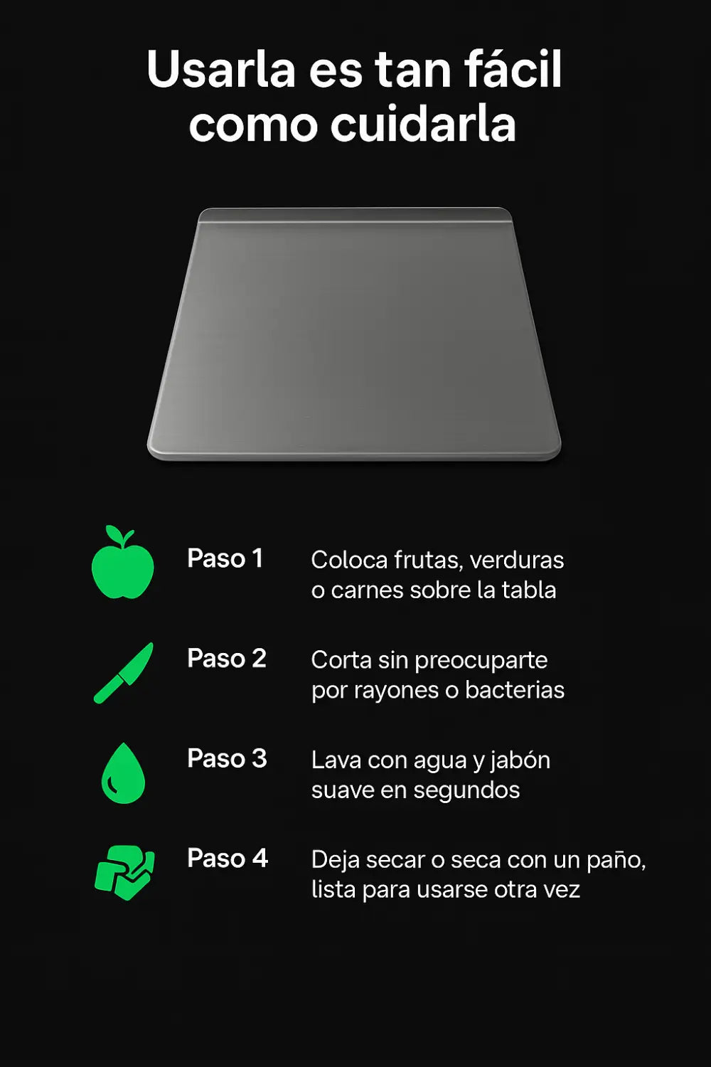 Tabla en acero para picar 30x40 cm con borde