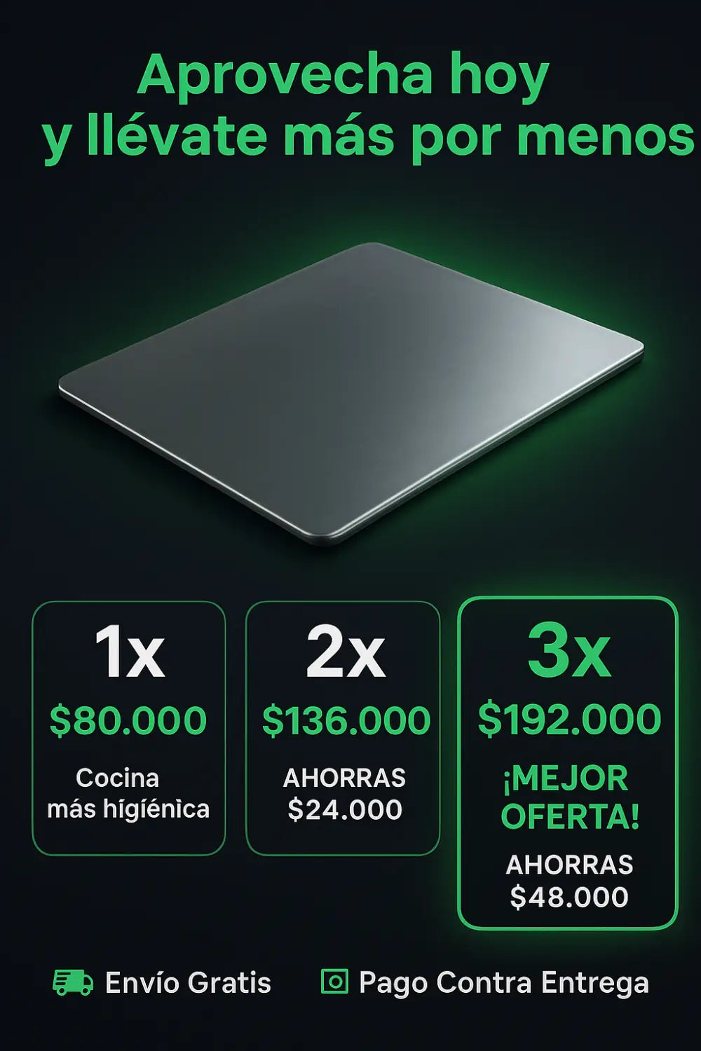 Tabla en acero para picar 30x40 cm con borde