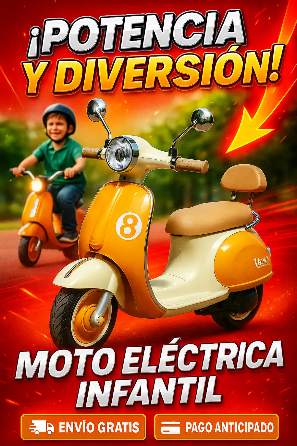 Motocicleta eléctrica recargable para niños