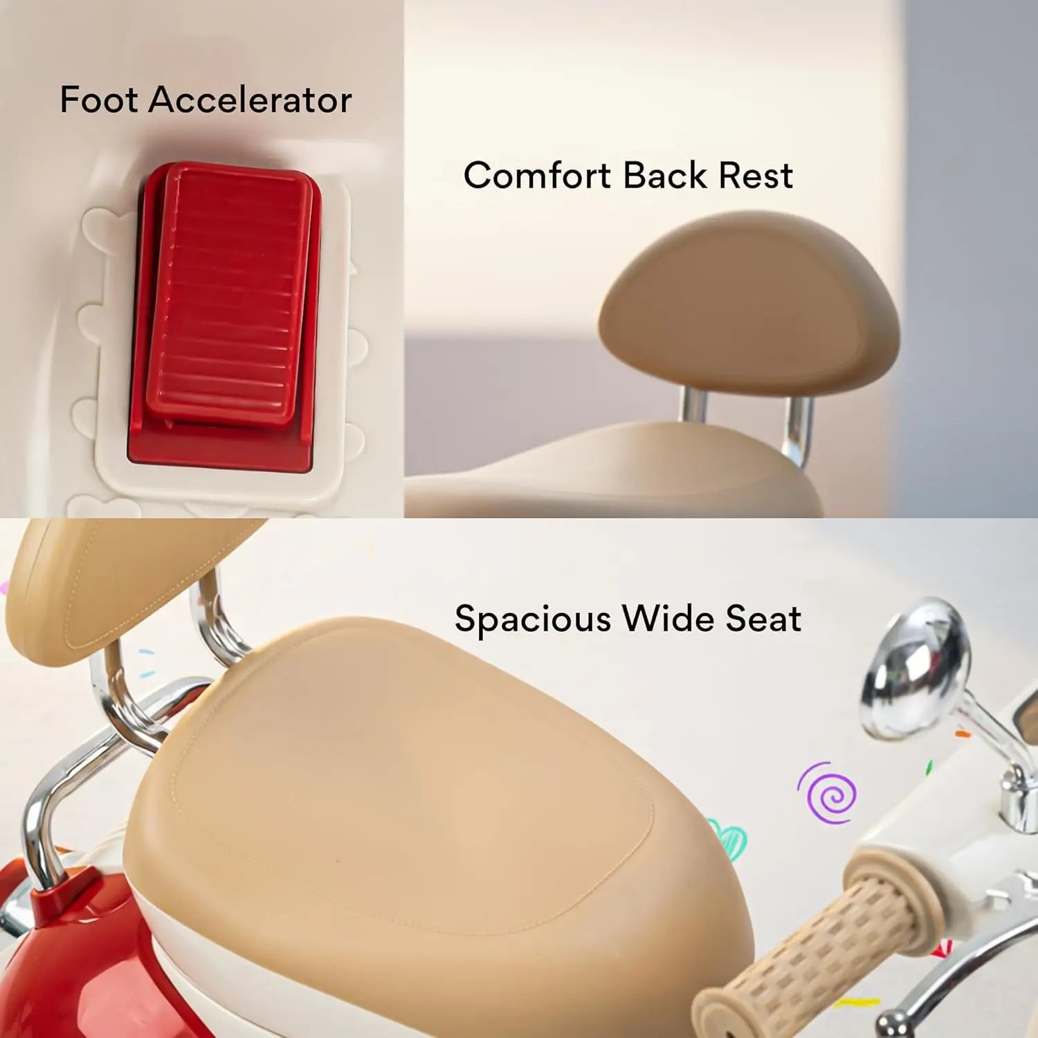 Moto eléctrica para niños con asiento cómodo