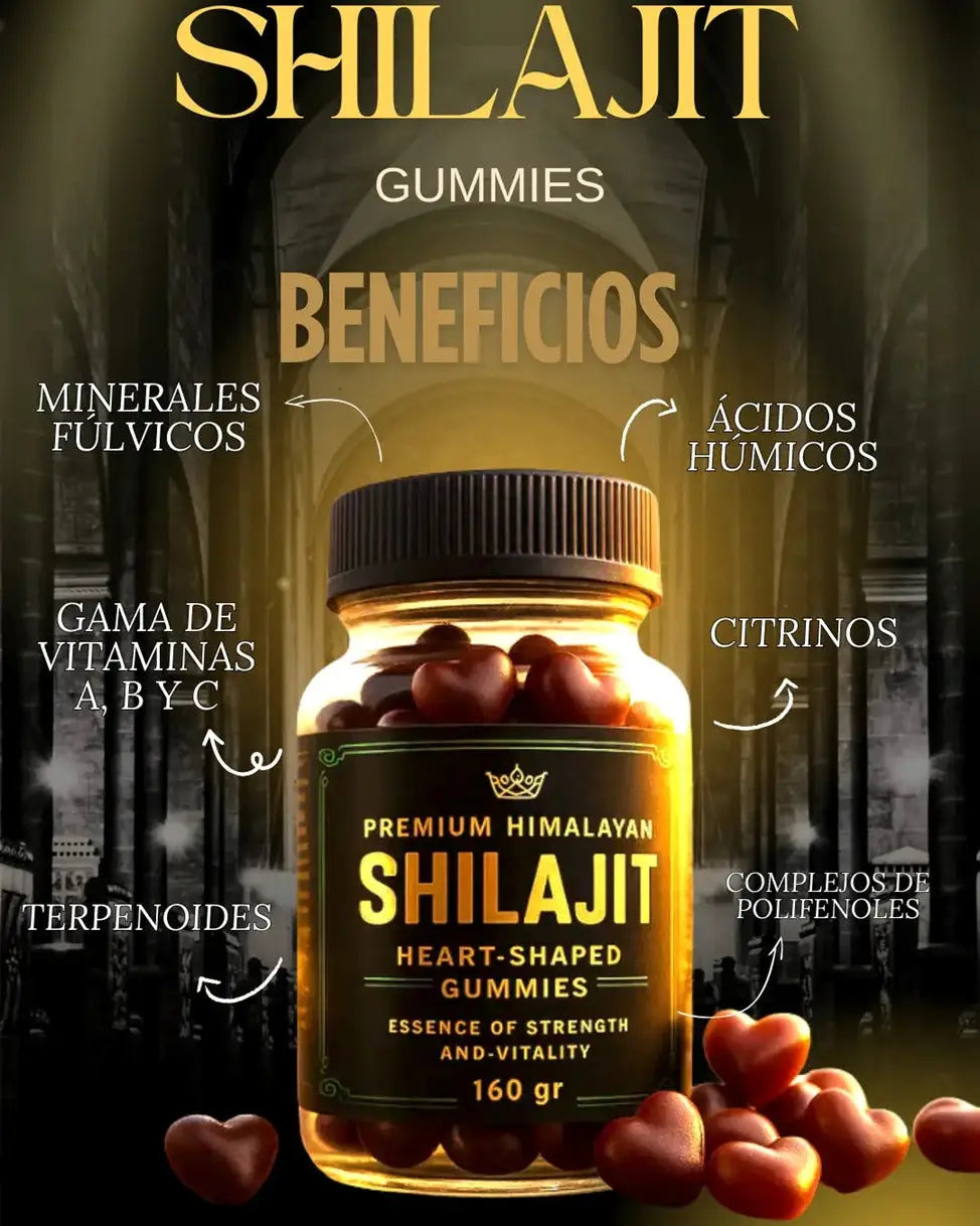 Gomas Shilajit Premium en Forma de Corazón con Minerales Esenciales