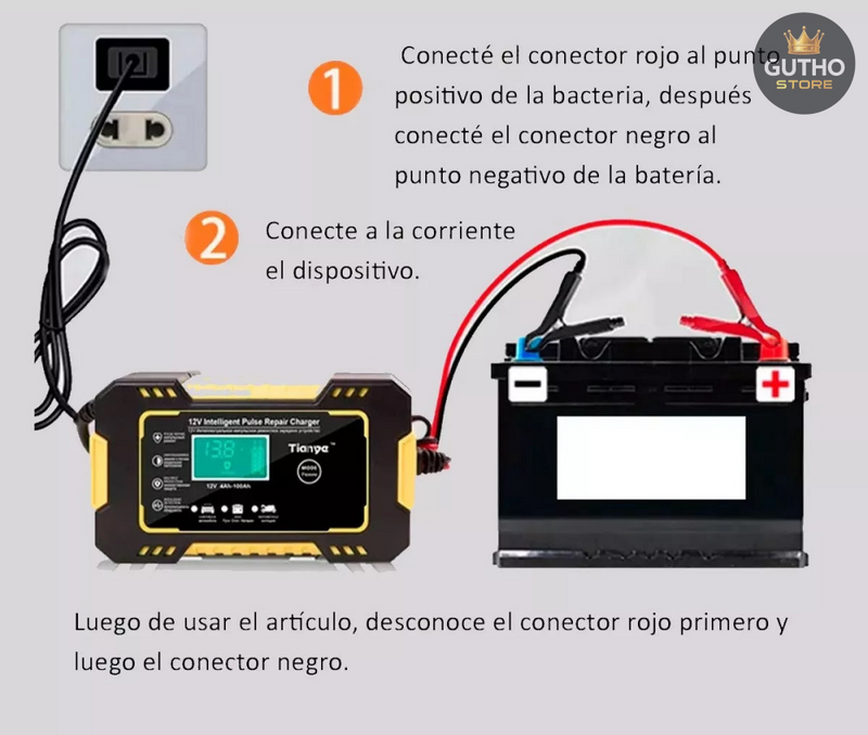 Cargador Bateria Carro Moto 12v Pantalla - Herramientas