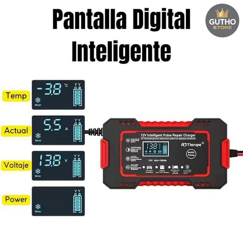 Cargador Bateria Carro Moto 12v Pantalla - Herramientas