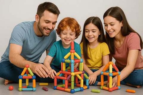 Familia Jugando con Bloques