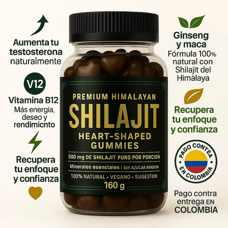 Gomas Shilajit Premium en Forma de Corazón con Minerales Esenciales - Bienestar