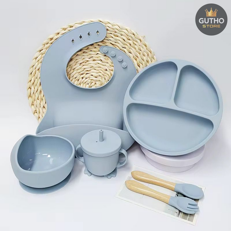 Platos de Silicona Antideslizantes para Alimentación Bebés - AZUL - Herramientas