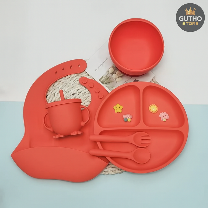 Platos de Silicona Antideslizantes para Alimentación Bebés - ROJO - Herramientas