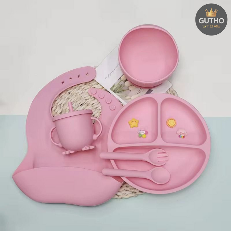 Platos de Silicona Antideslizantes para Alimentación Bebés - ROSADO - Herramientas