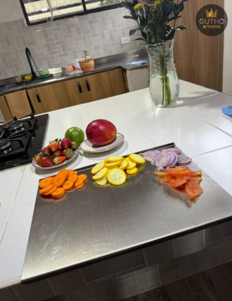 Tabla en acero para picar 30x40 cm con borde - Cocina